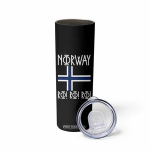 Norway Flag Ro Ro Ro Norse Rune Typography Graphic Skinny Tumbler Norge Football Fans Norwegian Pride TS02 Print Your Wear