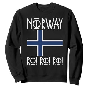 Norway Flag Ro Ro Ro Norse Rune Typography Graphic Sweatshirt Norge Football Fans Norwegian Pride TS02 Black Print Your Wear