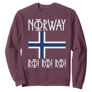 Norway Flag Ro Ro Ro Norse Rune Typography Graphic Sweatshirt Norge Football Fans Norwegian Pride TS02 Maroon Print Your Wear