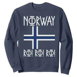 Norway Flag Ro Ro Ro Norse Rune Typography Graphic Sweatshirt Norge Football Fans Norwegian Pride TS02 Navy Print Your Wear