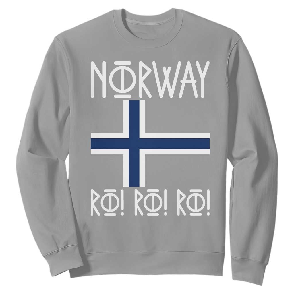 Norway Flag Ro Ro Ro Norse Rune Typography Graphic Sweatshirt Norge Football Fans Norwegian Pride TS02 Sport Gray Print Your Wear