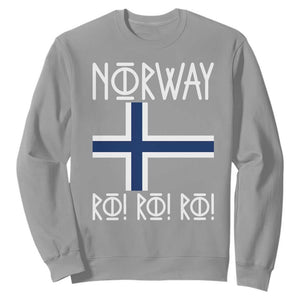 Norway Flag Ro Ro Ro Norse Rune Typography Graphic Sweatshirt Norge Football Fans Norwegian Pride TS02 Sport Gray Print Your Wear