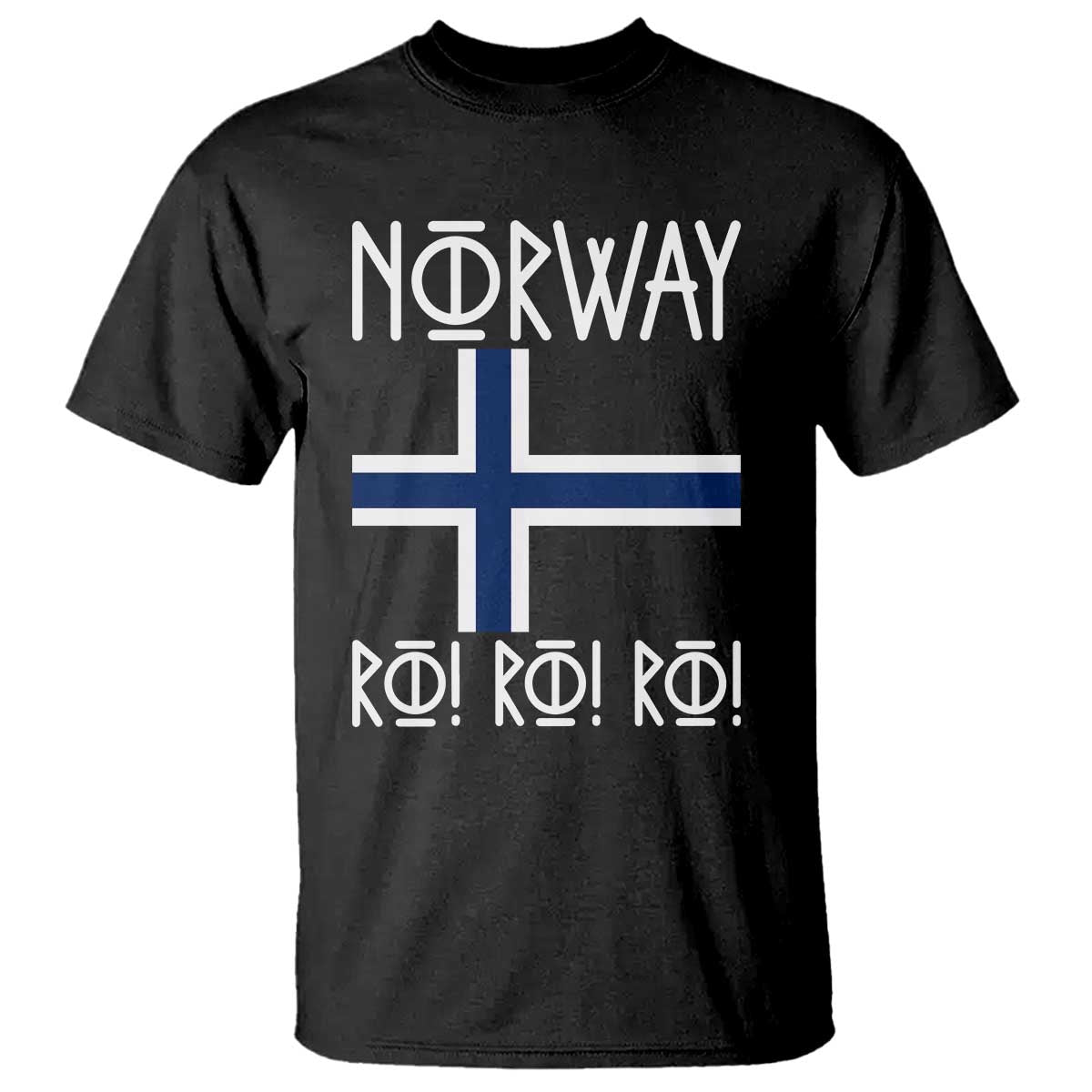 Norway Flag Ro Ro Ro Norse Rune Typography Graphic T Shirt Norge Football Fans Norwegian Pride TS02 Black Print Your Wear