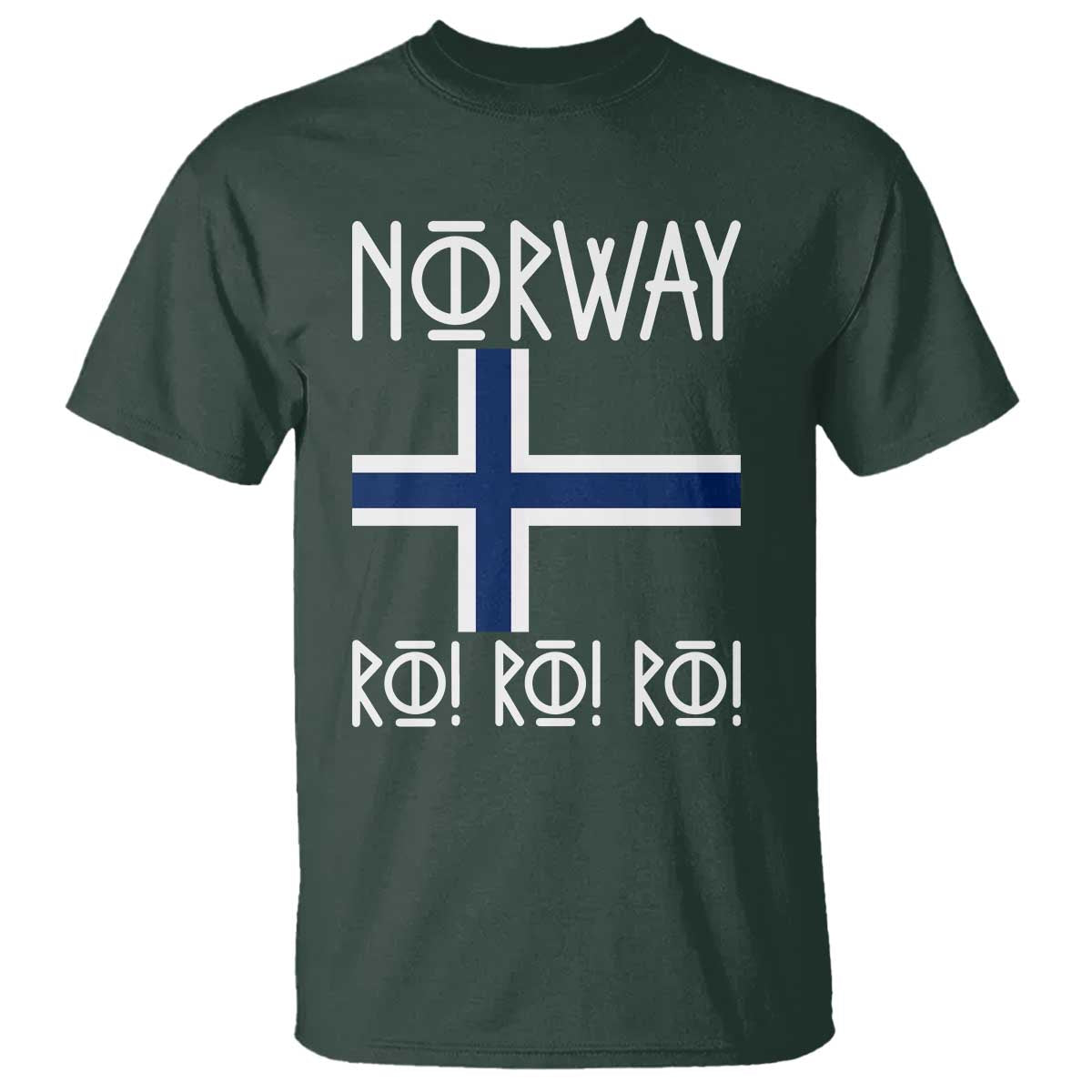 Norway Flag Ro Ro Ro Norse Rune Typography Graphic T Shirt Norge Football Fans Norwegian Pride TS02 Dark Forest Green Print Your Wear