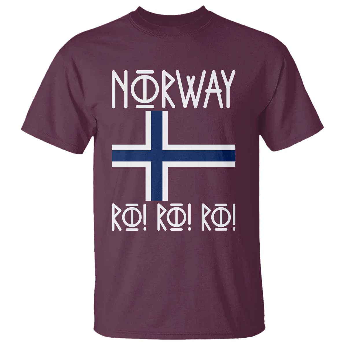 Norway Flag Ro Ro Ro Norse Rune Typography Graphic T Shirt Norge Football Fans Norwegian Pride TS02 Maroon Print Your Wear