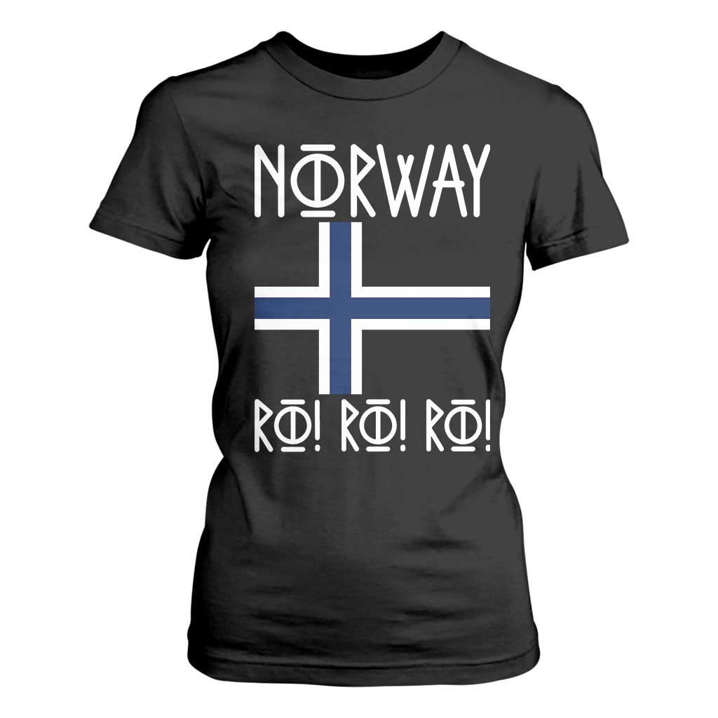 Norway Flag Ro Ro Ro Norse Rune Typography Graphic T Shirt For Women Norge Football Fans Norwegian Pride TS02 Black Print Your Wear