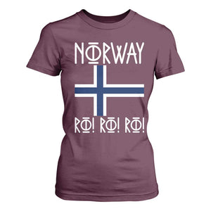 Norway Flag Ro Ro Ro Norse Rune Typography Graphic T Shirt For Women Norge Football Fans Norwegian Pride TS02 Maroon Print Your Wear