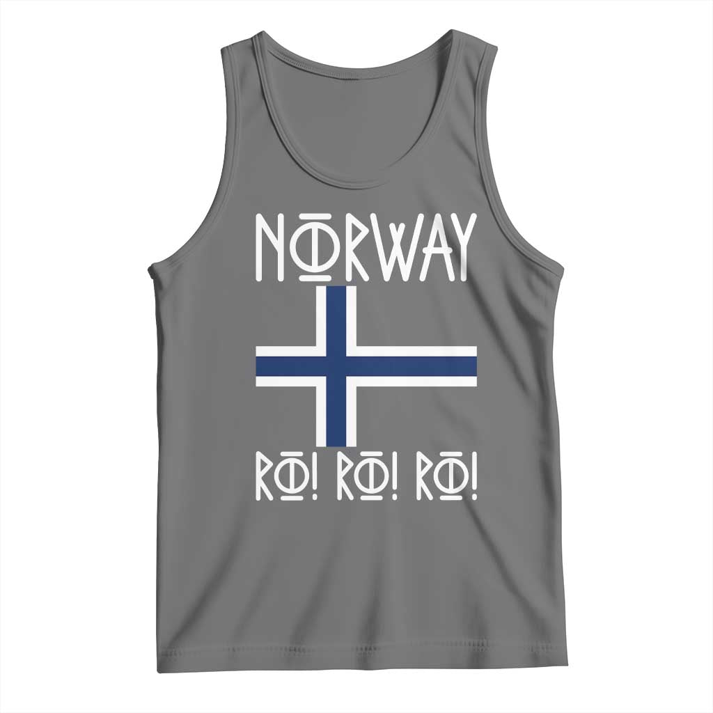 Norway Flag Ro Ro Ro Norse Rune Typography Graphic Tank Top Norge Football Fans Norwegian Pride TS02 Black Heather Print Your Wear