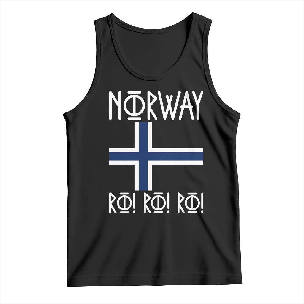 Norway Flag Ro Ro Ro Norse Rune Typography Graphic Tank Top Norge Football Fans Norwegian Pride TS02 Black Print Your Wear