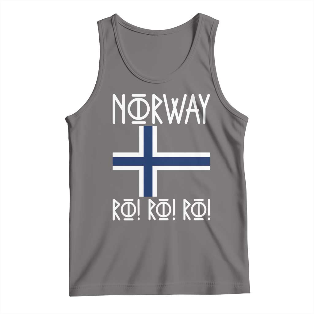 Norway Flag Ro Ro Ro Norse Rune Typography Graphic Tank Top Norge Football Fans Norwegian Pride TS02 Deep Heather Print Your Wear