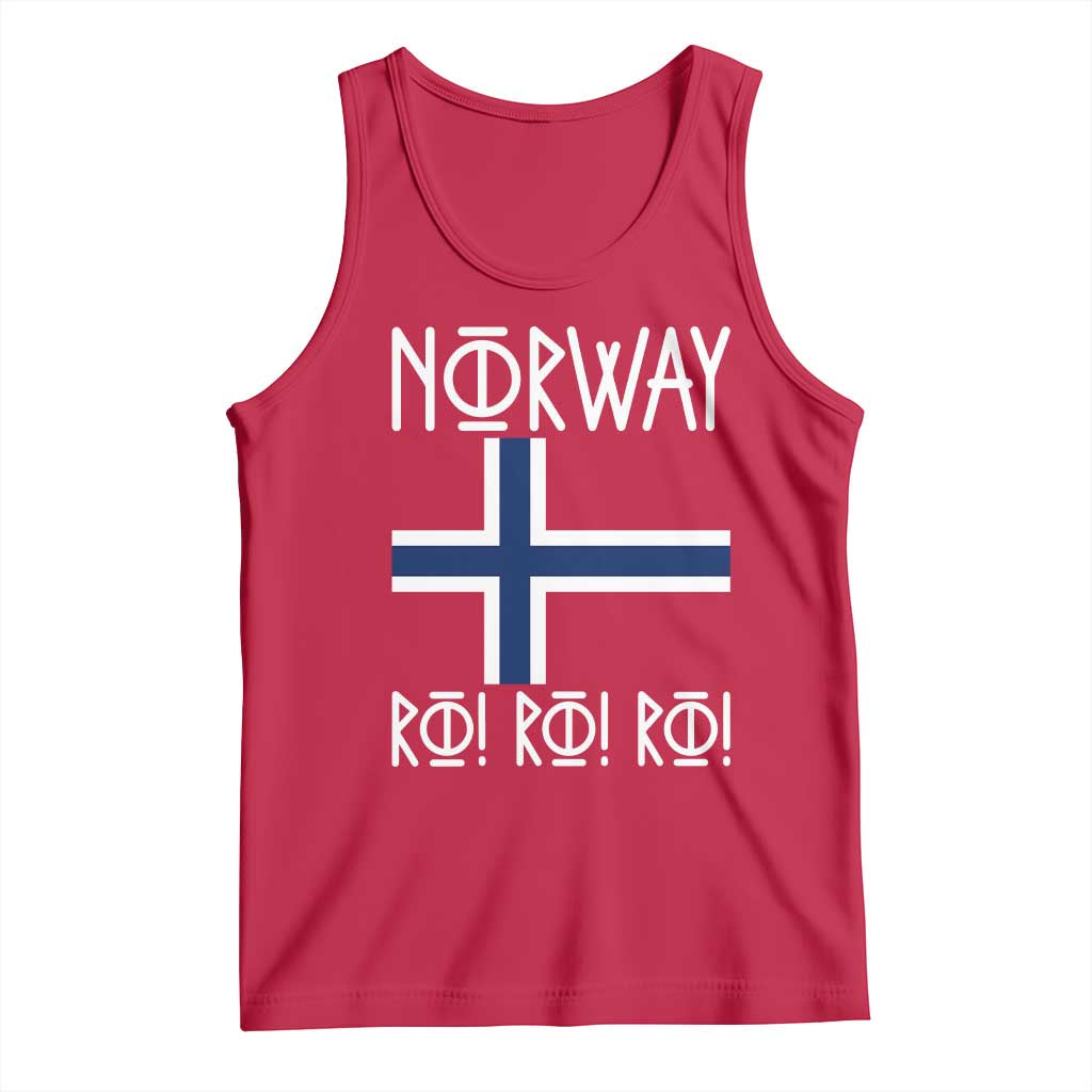 Norway Flag Ro Ro Ro Norse Rune Typography Graphic Tank Top Norge Football Fans Norwegian Pride TS02 Red Print Your Wear