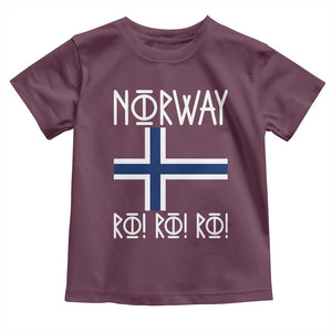 Norway Flag Ro Ro Ro Norse Rune Typography Graphic Toddler T Shirt Norge Football Fans Norwegian Pride TS02 Maroon Print Your Wear