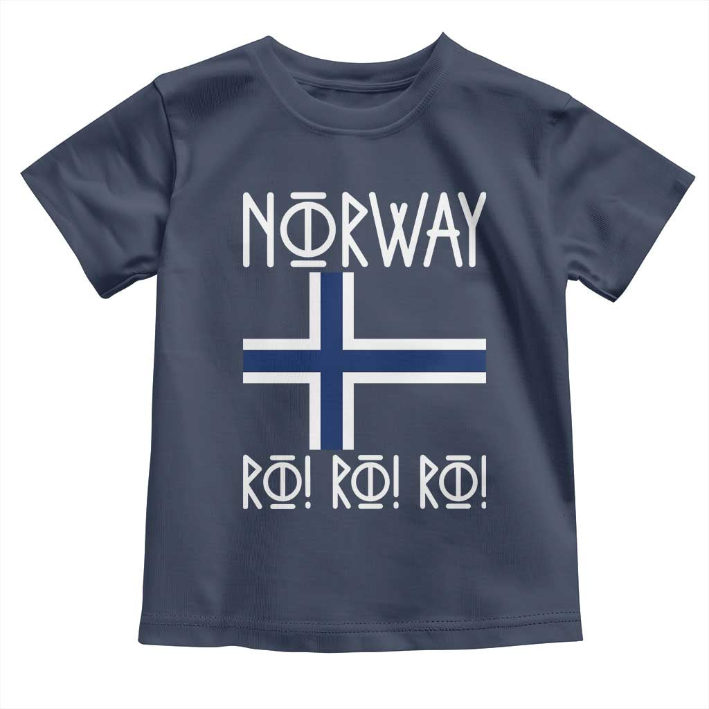 Norway Flag Ro Ro Ro Norse Rune Typography Graphic Toddler T Shirt Norge Football Fans Norwegian Pride TS02 Navy Print Your Wear