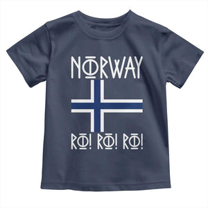 Norway Flag Ro Ro Ro Norse Rune Typography Graphic Toddler T Shirt Norge Football Fans Norwegian Pride TS02 Navy Print Your Wear