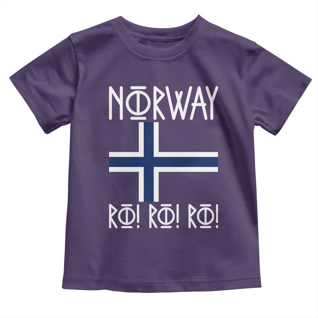 Norway Flag Ro Ro Ro Norse Rune Typography Graphic Toddler T Shirt Norge Football Fans Norwegian Pride TS02 Purple Print Your Wear