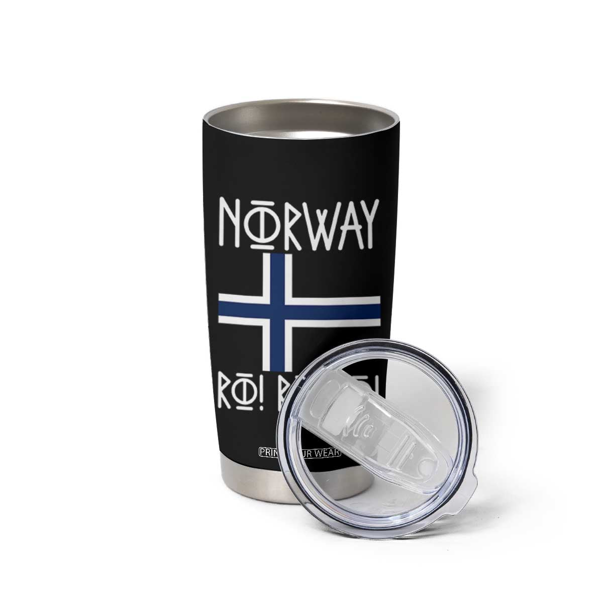 Norway Flag Ro Ro Ro Norse Rune Typography Graphic Tumbler Cup Norge Football Fans Norwegian Pride TS02 Print Your Wear