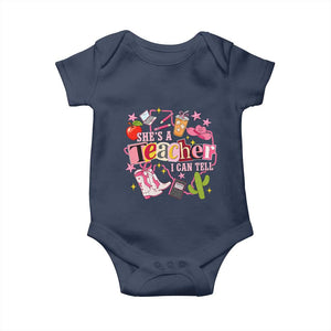 She is a Teacher I Can Tell School Aesthetic Baby Onesie Retro Groovy Western Cowgirl Texas