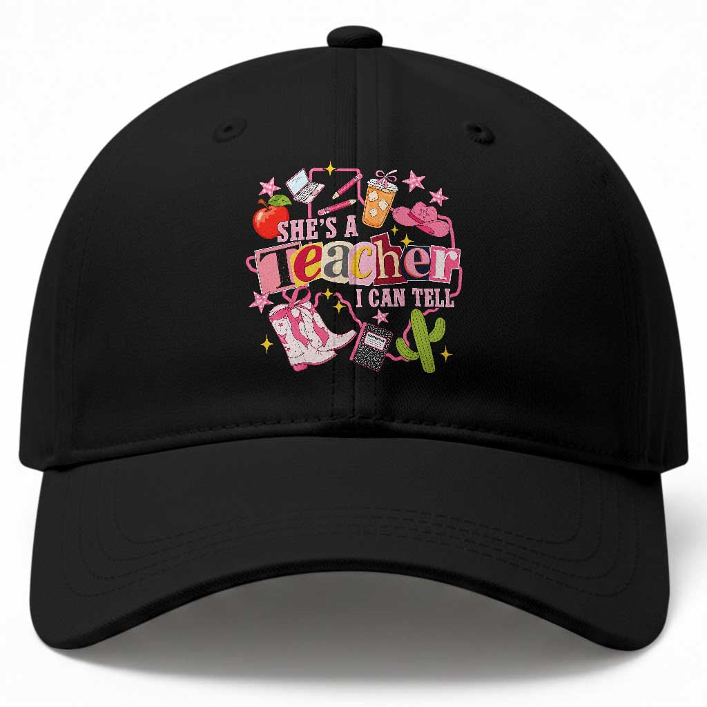 She is a Teacher I Can Tell School Aesthetic Baseball Cap Retro Groovy Western Cowgirl Texas TS02 Print Your Wear