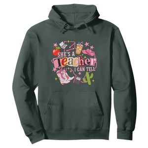 She is a Teacher I Can Tell School Aesthetic Hoodie Retro Groovy Western Cowgirl Texas