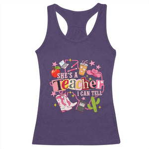 She is a Teacher I Can Tell School Aesthetic Racerback Tank Top Retro Groovy Western Cowgirl Texas