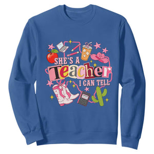 She is a Teacher I Can Tell School Aesthetic Sweatshirt Retro Groovy Western Cowgirl Texas