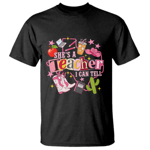 She is a Teacher I Can Tell School Aesthetic T Shirt Retro Groovy Western Cowgirl Texas