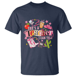 She is a Teacher I Can Tell School Aesthetic T Shirt Retro Groovy Western Cowgirl Texas
