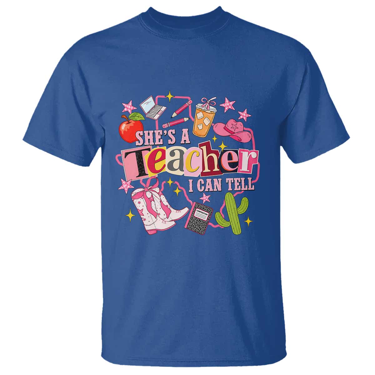 She is a Teacher I Can Tell School Aesthetic T Shirt Retro Groovy Western Cowgirl Texas