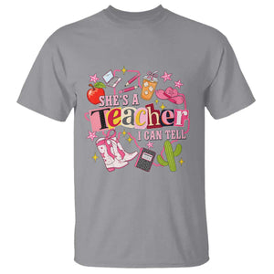 She is a Teacher I Can Tell School Aesthetic T Shirt Retro Groovy Western Cowgirl Texas