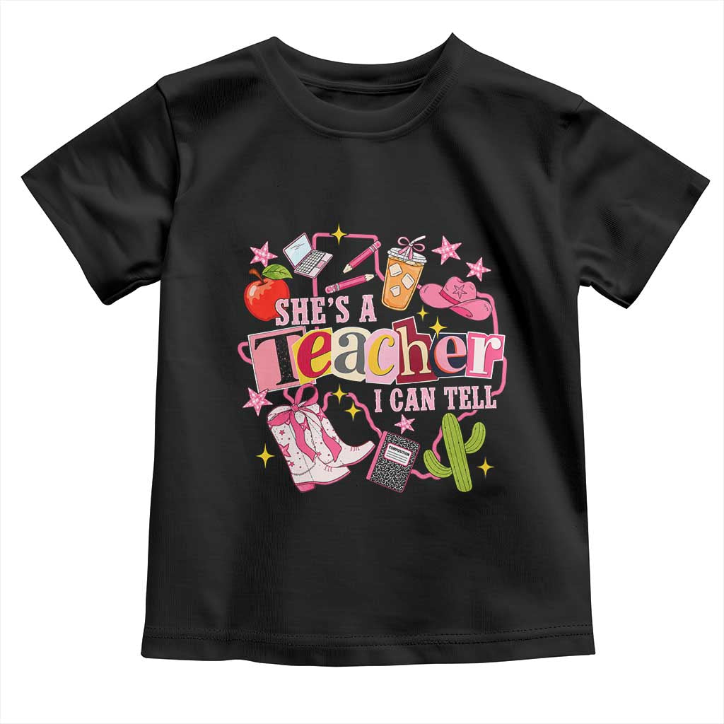 She is a Teacher I Can Tell School Aesthetic Toddler T Shirt Retro Groovy Western Cowgirl Texas