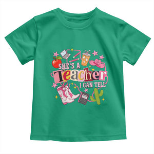 She is a Teacher I Can Tell School Aesthetic Toddler T Shirt Retro Groovy Western Cowgirl Texas