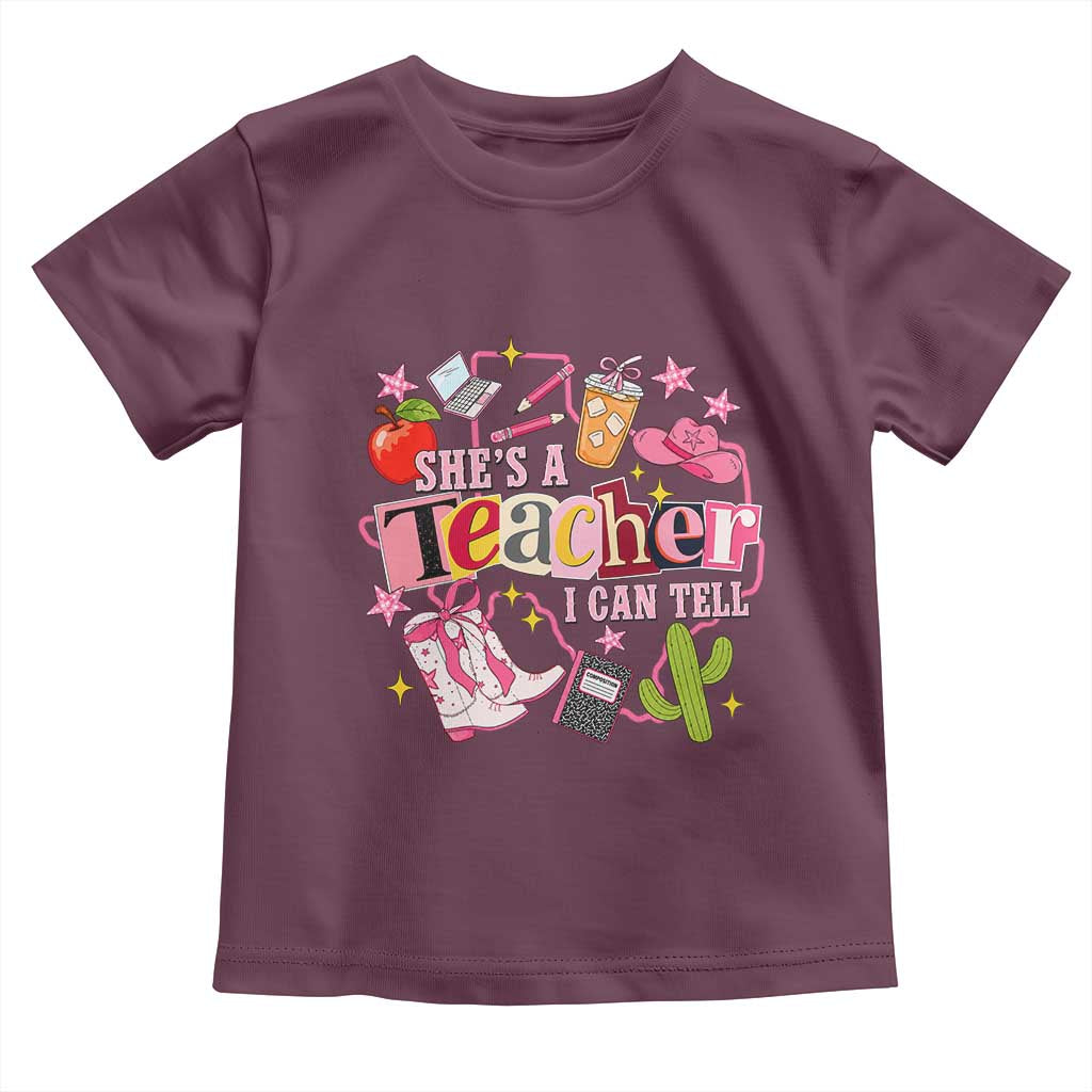 She is a Teacher I Can Tell School Aesthetic Toddler T Shirt Retro Groovy Western Cowgirl Texas