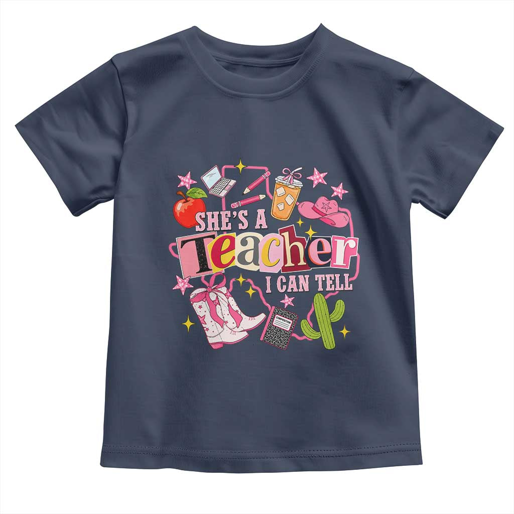 She is a Teacher I Can Tell School Aesthetic Toddler T Shirt Retro Groovy Western Cowgirl Texas