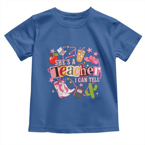 She is a Teacher I Can Tell School Aesthetic Toddler T Shirt Retro Groovy Western Cowgirl Texas