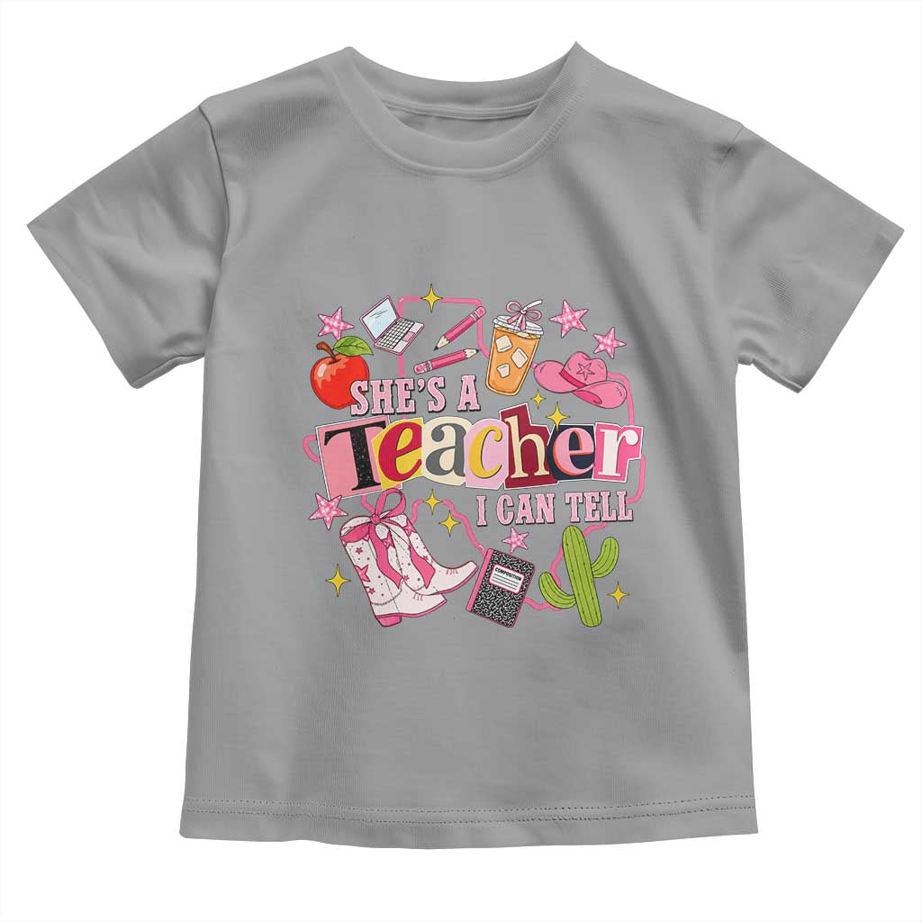 She is a Teacher I Can Tell School Aesthetic Toddler T Shirt Retro Groovy Western Cowgirl Texas