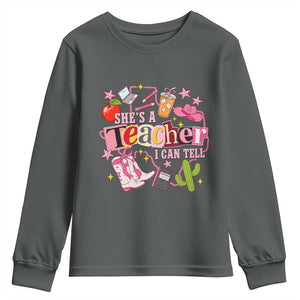 She is a Teacher I Can Tell School Aesthetic Youth Sweatshirt Retro Groovy Western Cowgirl Texas