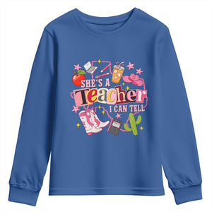 She is a Teacher I Can Tell School Aesthetic Youth Sweatshirt Retro Groovy Western Cowgirl Texas
