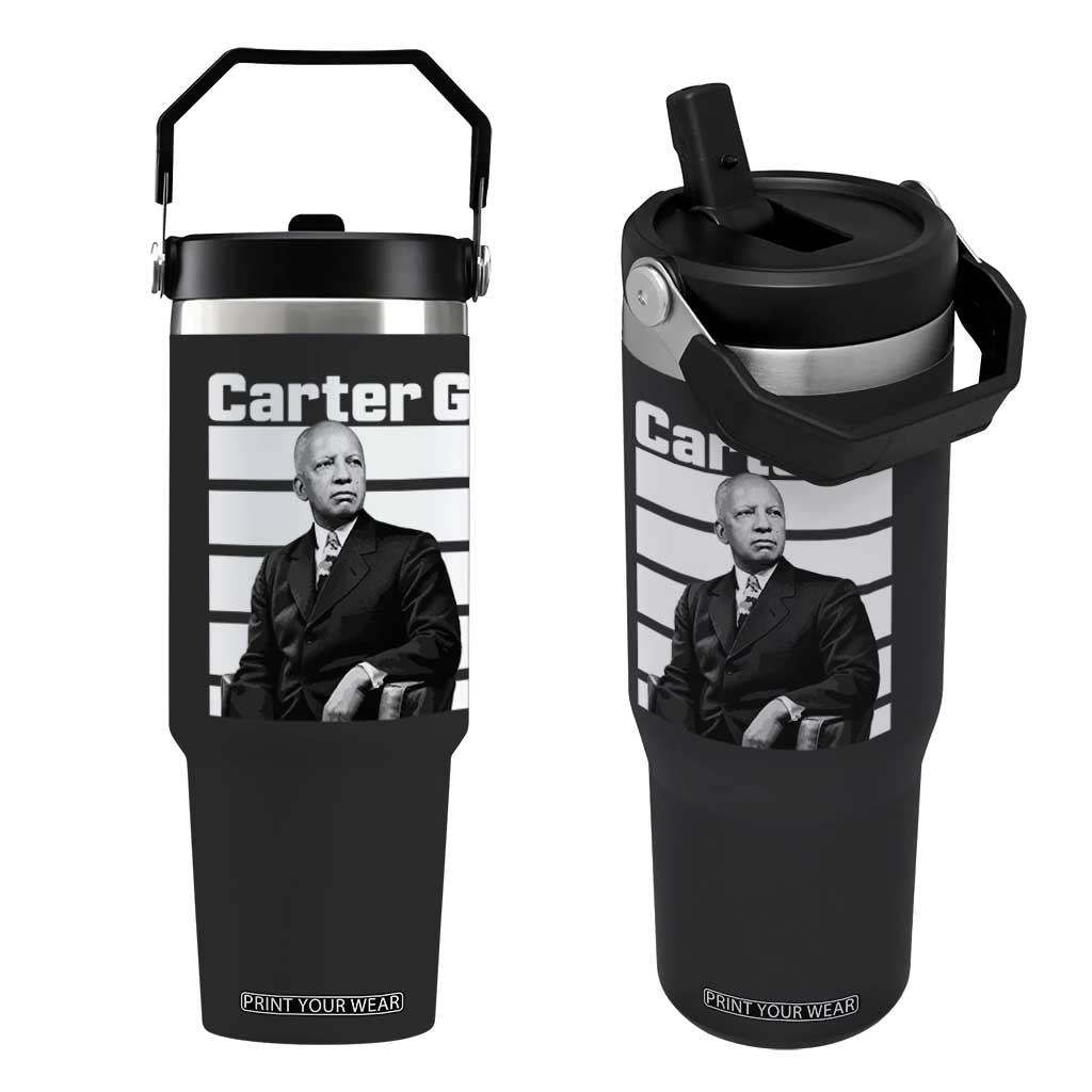 Inspiring Father of Black History Icon Portrait Flip Straw Tumbler Carter G Civil Rights Legacy Supporter TS02 One Size: 30 oz Black Print Your Wear