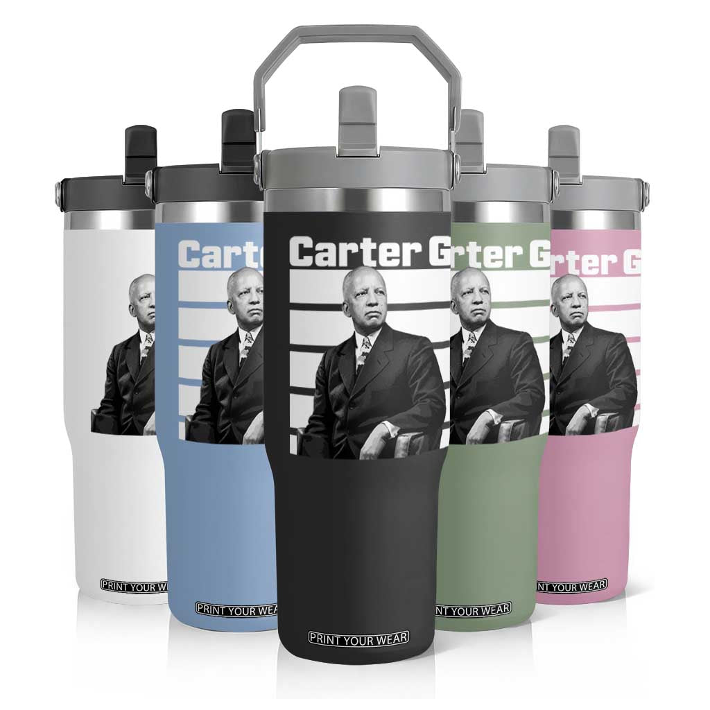 Inspiring Father of Black History Icon Portrait Flip Straw Tumbler Carter G Civil Rights Legacy Supporter