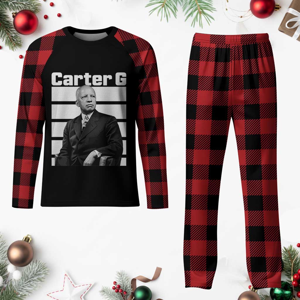 Inspiring Father of Black History Icon Portrait Plaid Pajama Set Carter G Civil Rights Legacy Supporter