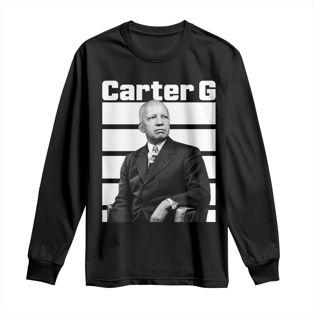 Inspiring Father of Black History Icon Portrait Long Sleeve Shirt Carter G Civil Rights Legacy Supporter TS02 Black Print Your Wear