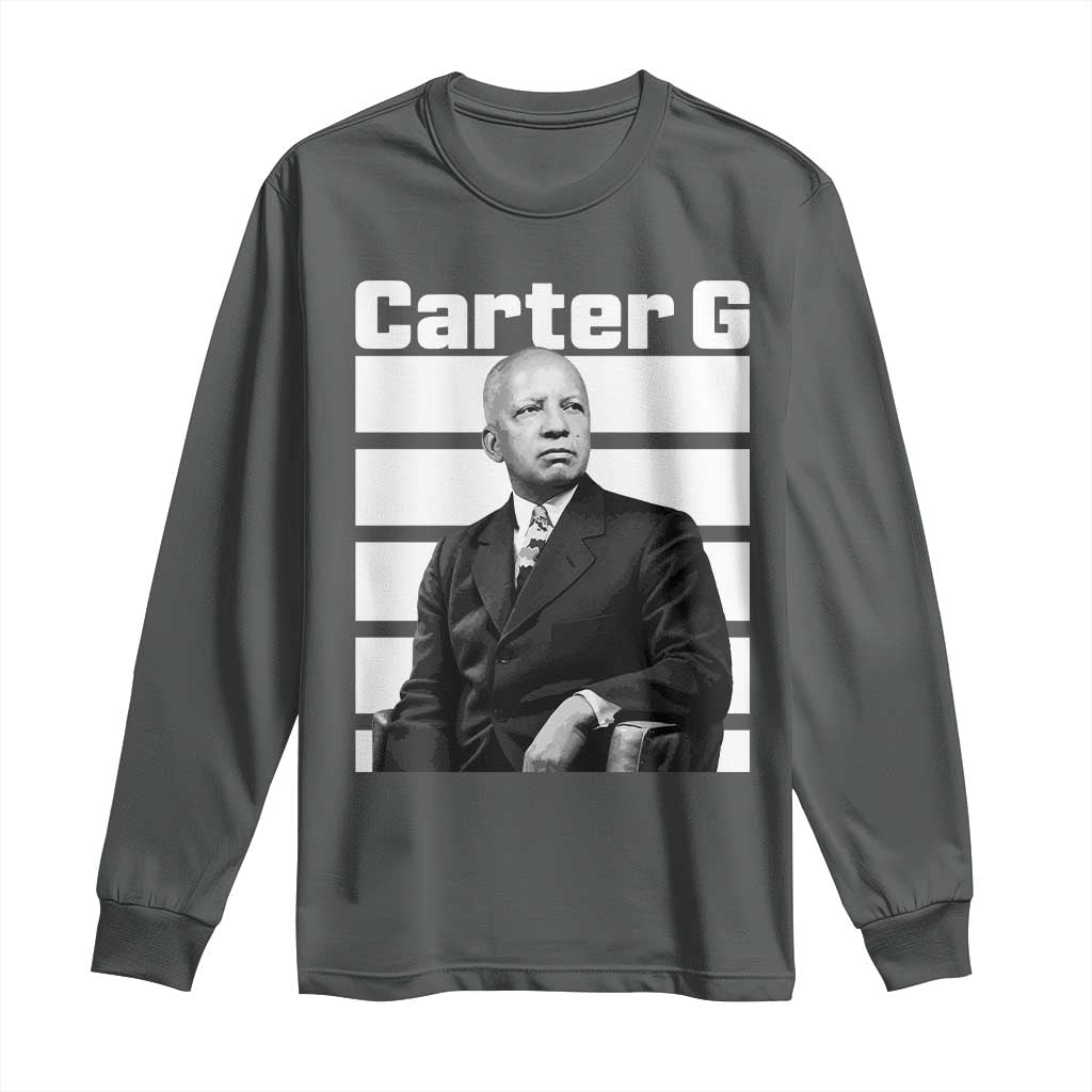 Inspiring Father of Black History Icon Portrait Long Sleeve Shirt Carter G Civil Rights Legacy Supporter