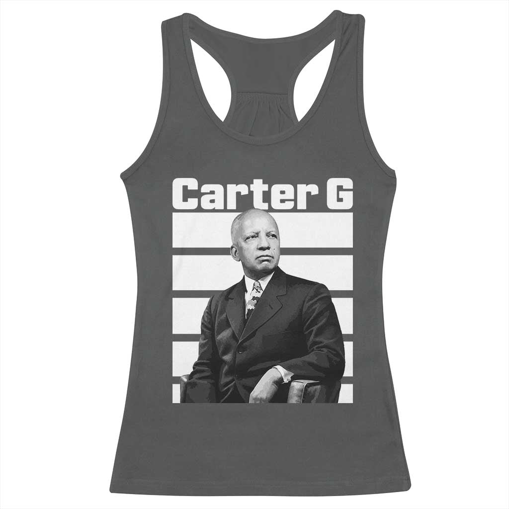Inspiring Father of Black History Icon Portrait Racerback Tank Top Carter G Civil Rights Legacy Supporter