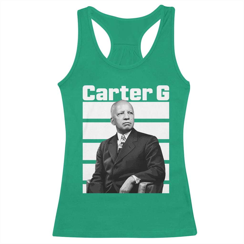 Inspiring Father of Black History Icon Portrait Racerback Tank Top Carter G Civil Rights Legacy Supporter