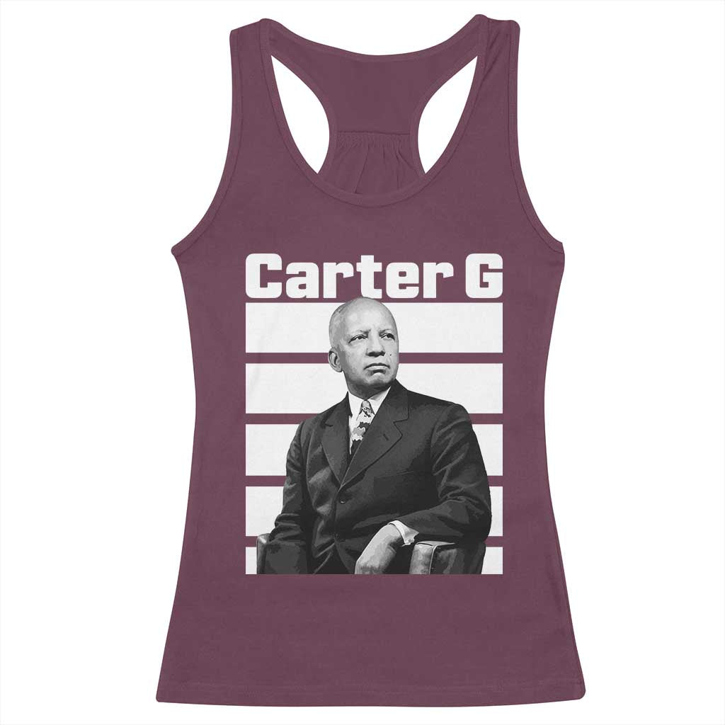 Inspiring Father of Black History Icon Portrait Racerback Tank Top Carter G Civil Rights Legacy Supporter