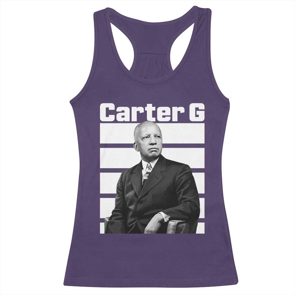 Inspiring Father of Black History Icon Portrait Racerback Tank Top Carter G Civil Rights Legacy Supporter