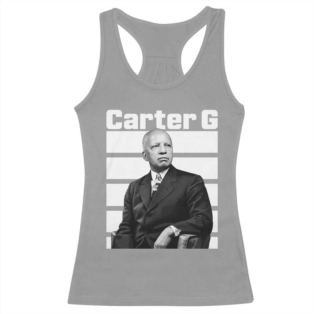Inspiring Father of Black History Icon Portrait Racerback Tank Top Carter G Civil Rights Legacy Supporter