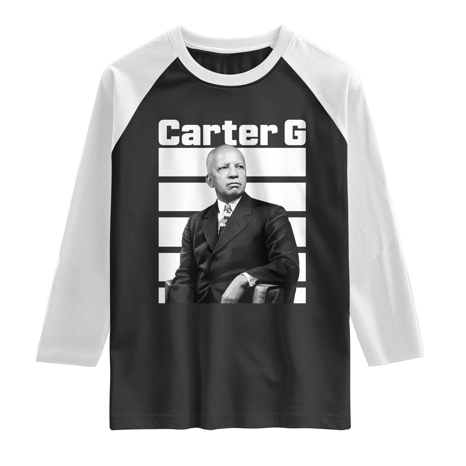 Inspiring Father of Black History Icon Portrait Raglan Shirt Carter G Civil Rights Legacy Supporter TS02 Black White Print Your Wear
