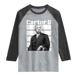Inspiring Father of Black History Icon Portrait Raglan Shirt Carter G Civil Rights Legacy Supporter