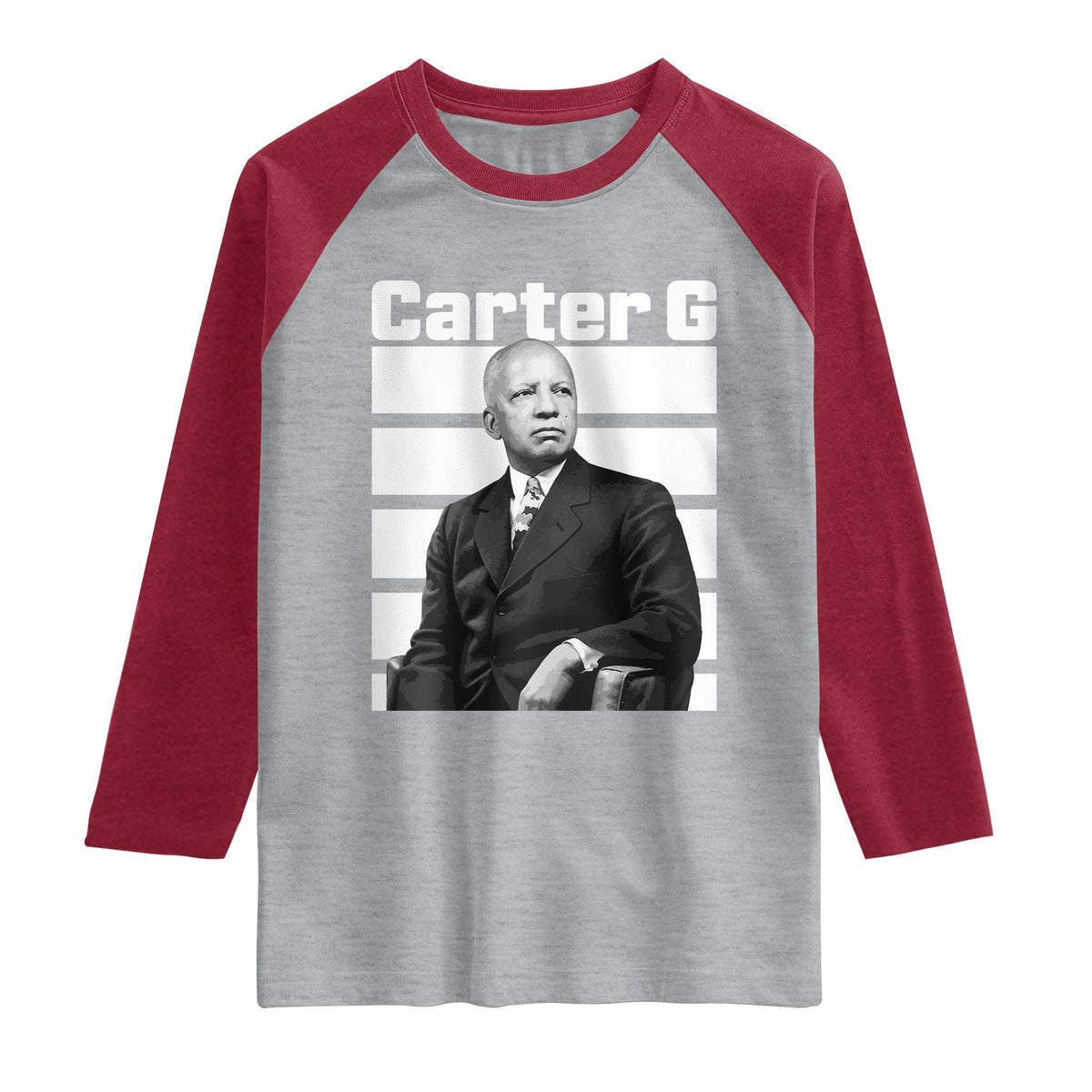 Inspiring Father of Black History Icon Portrait Raglan Shirt Carter G Civil Rights Legacy Supporter